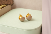 Beige Bucket Enamel Hoop Earrings