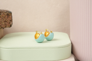 Aqua Bucket Enamel Hoop Earrings