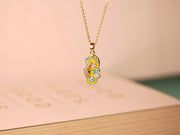 Yellow Nazar Paisley Pendant Necklace