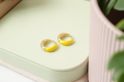 Yellow Enamel Hoop Earrings