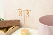 Pink Crystal Pearl Drop Hoops