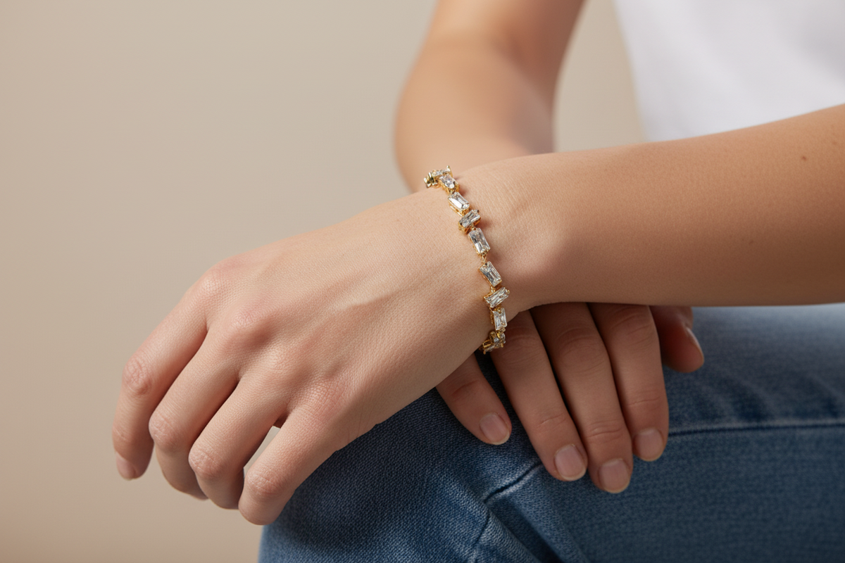 Rectangular Stone Embellished Bracelet