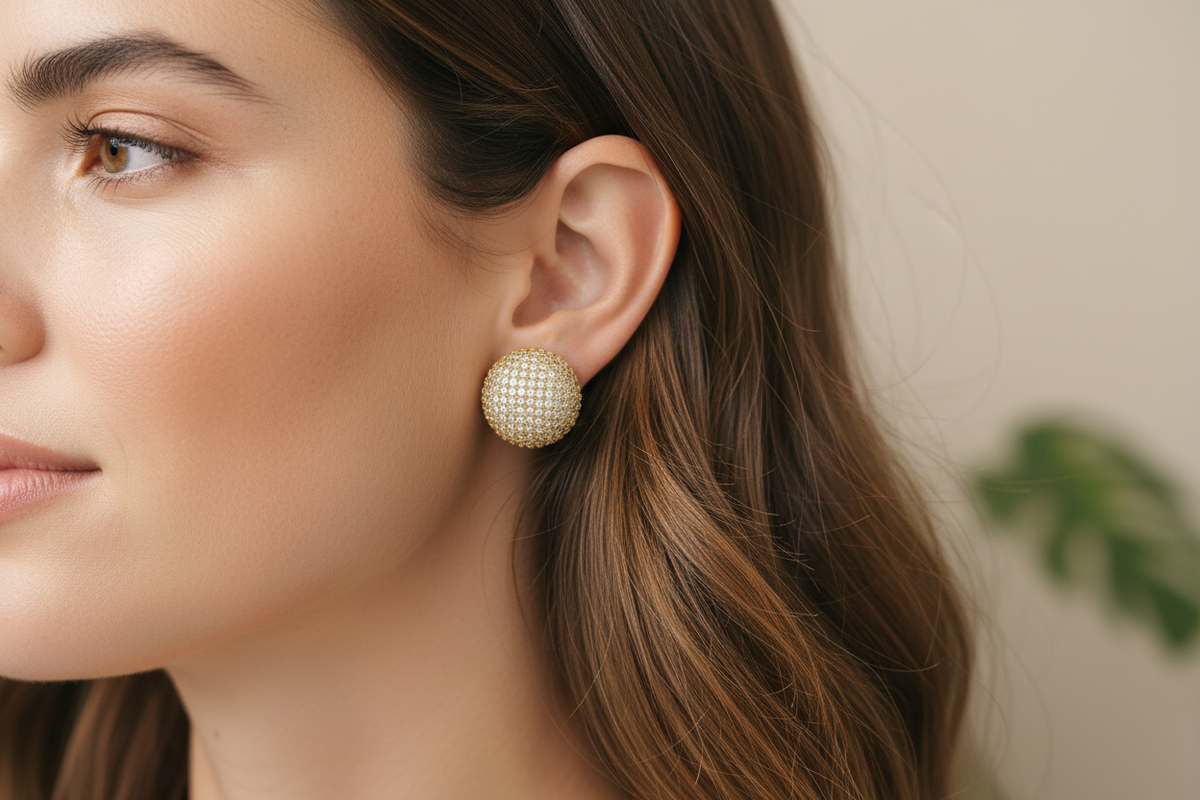 Elegant Round Stud Earrings for Women