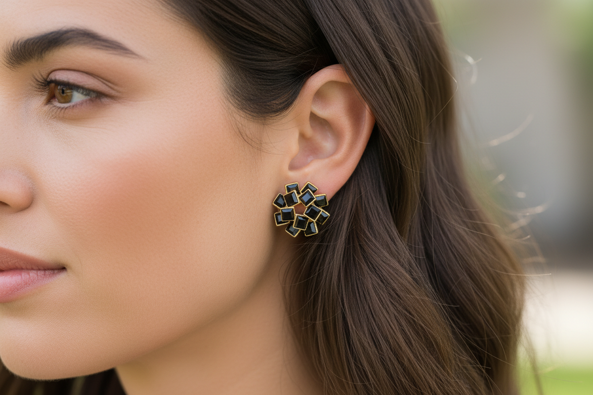 Black Kaleidoscope Earrings