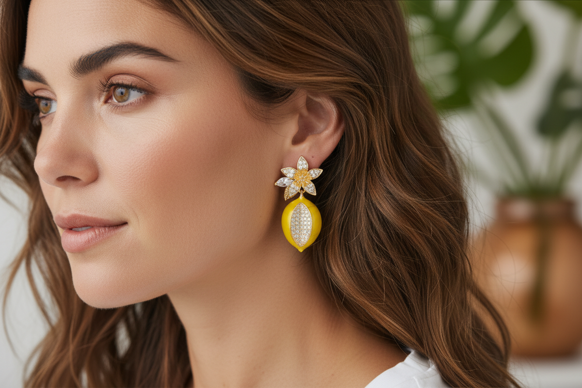 Elegant Floral Design Drop Earrings