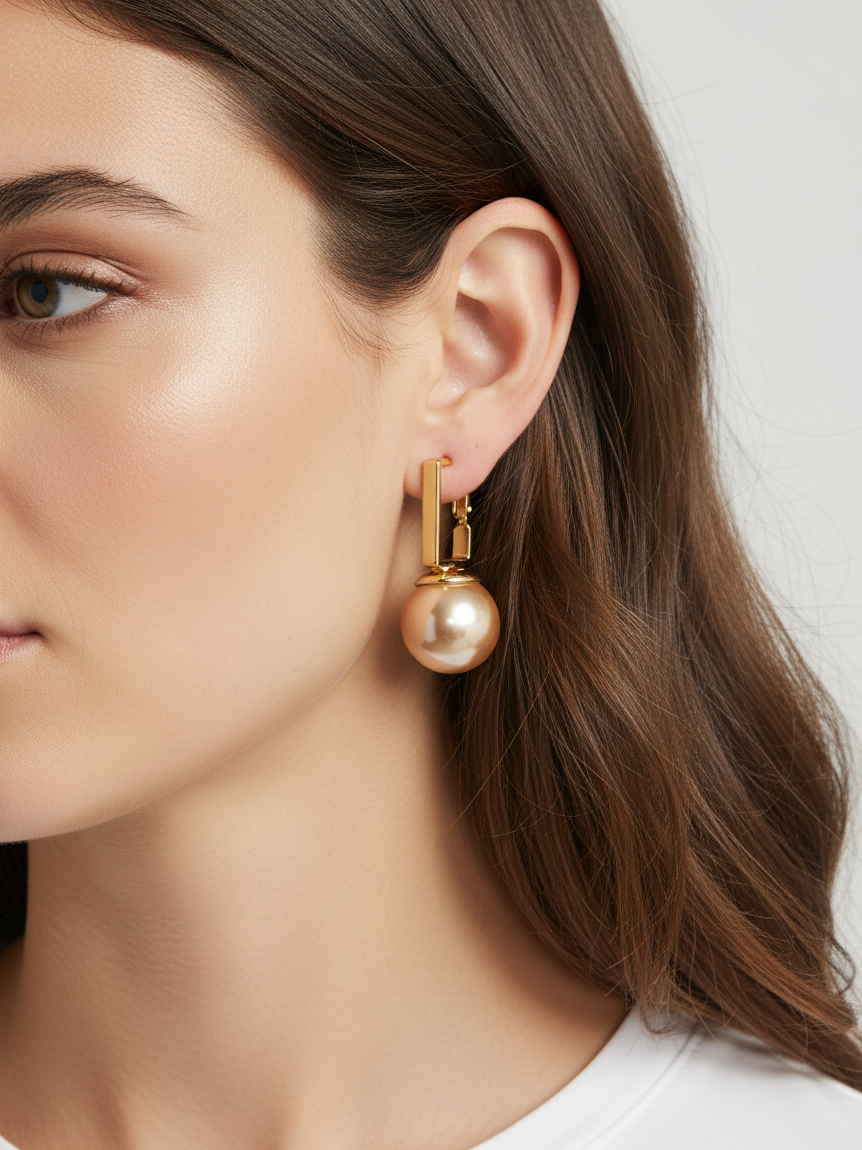Light Brown Orb Drop Earrings