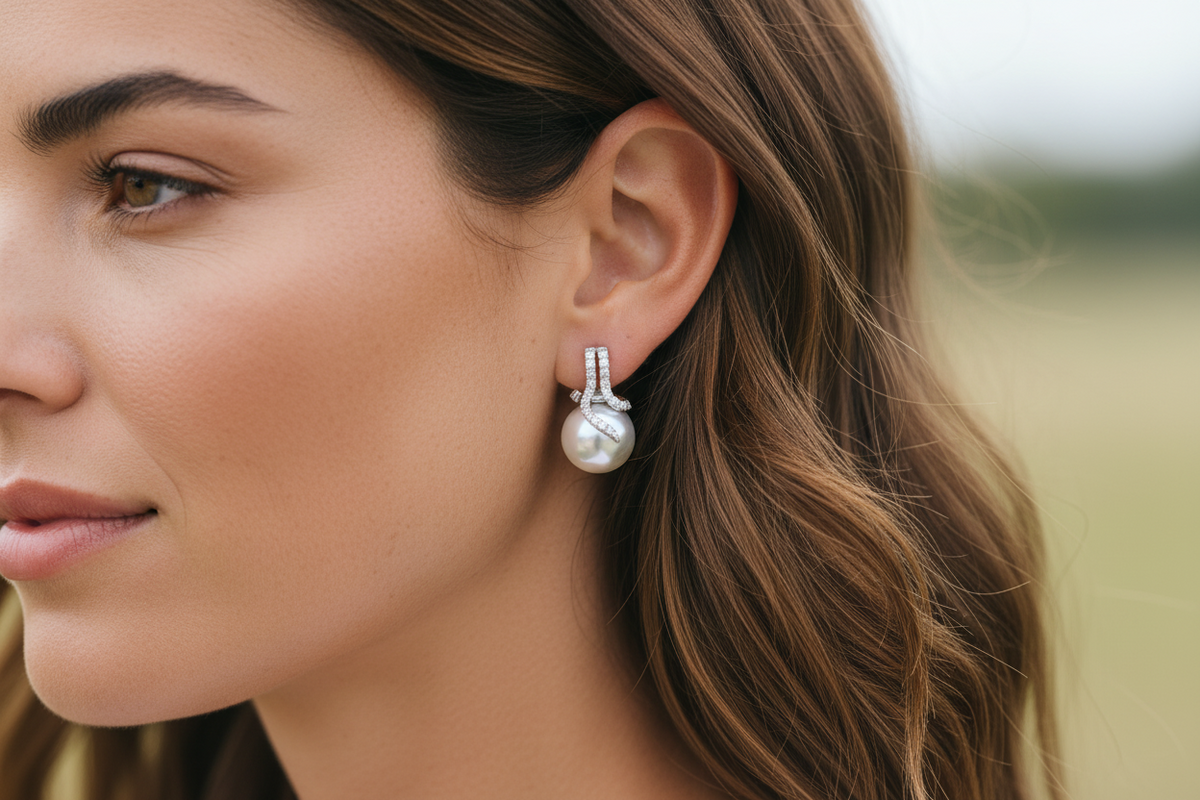 Silver Knot Pearl Earrings