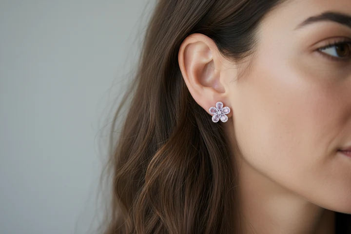 Lavender Bloom Crystal Stud Earrings