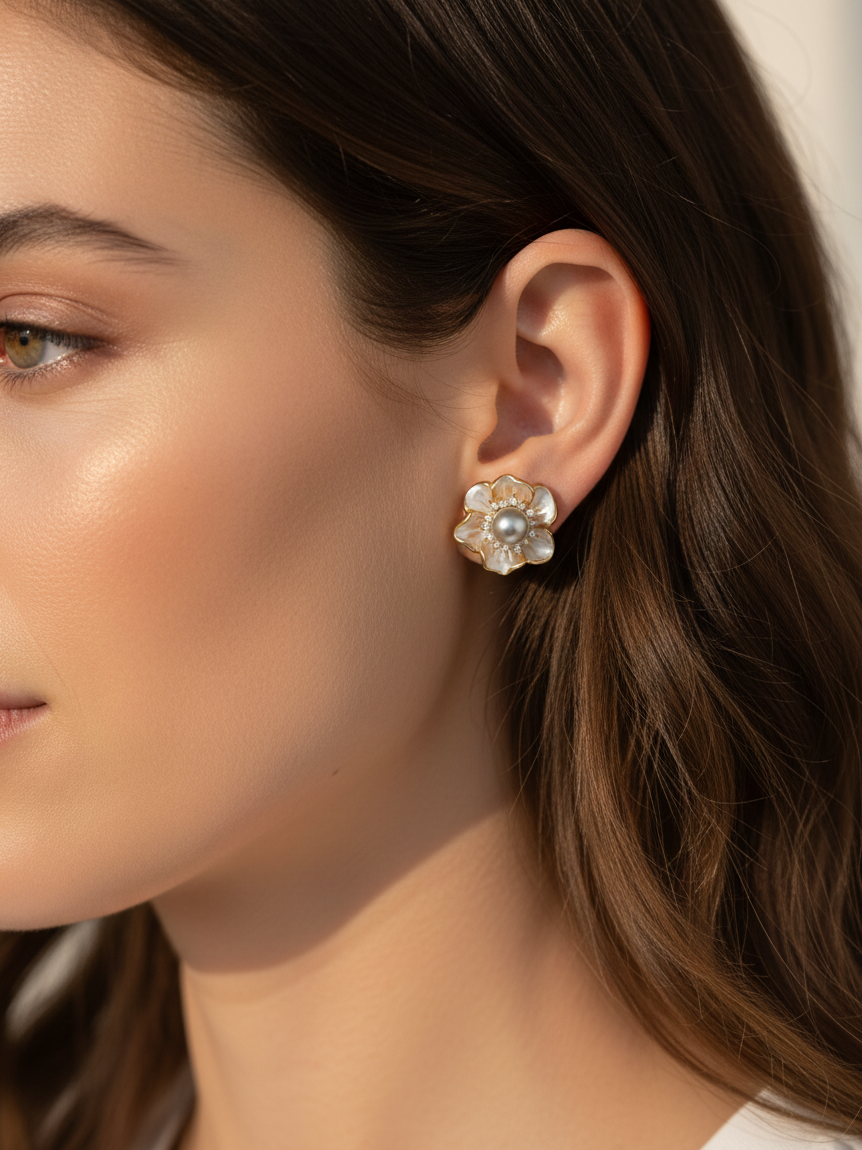 Opaline Rose Studs